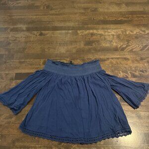 Blue Off the shoulder flowy top